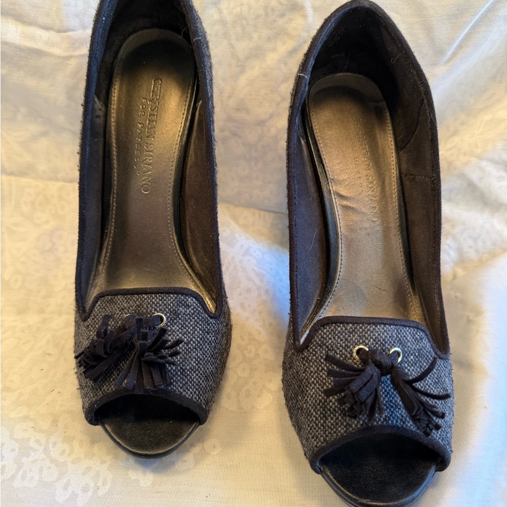Christian Siriano Peep-Toe Heels with Tassels